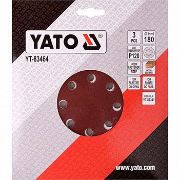 Шліфувальний круг Yato 180 мм Р120 3 шт (YT-83464)