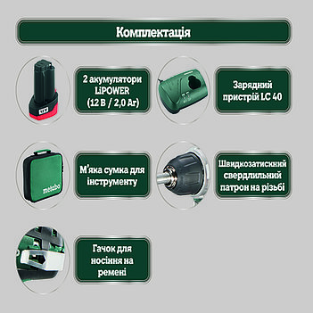 Аккумуляторная дрель-шуруповерт Metabo POWERMAXX BS (600079550)