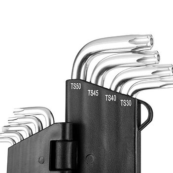 Набор ключей Torx Г-образных удлиненных с отверстием TOPEX Cr-V 9 ед. (35D951)