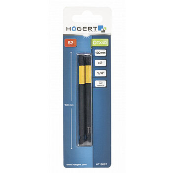 Бита ударная магнитная Torx Hoegert S2 1/4" T40 2 шт. (HT1S697)