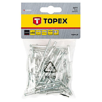 Заклепки алюмінієві TOPEX 4,0х12,5 мм 50 шт. (43E403)