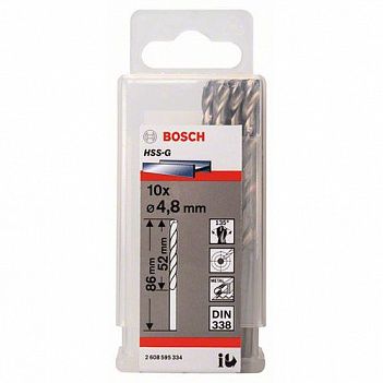 Сверло по металлу Bosch HSS-G 4,8x86мм 10шт (2608595334)