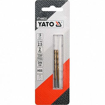 Сверло по металлу Yato HSS-TiN 2,5x57мм 2шт (YT-44633)