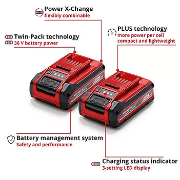 Акумулятор Li-Ion Einhell Power-X-Change Plus Twinpack 18,0В 4,0 А/г 2 шт. (4511629)