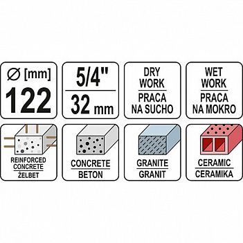 Коронка по бетону Yato M32 122 мм (YT-60377)