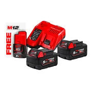 Аккумулятор Li-Ion Milwaukee M18 NRG-502 12,0/18,0В 3 шт. + зарядное устройство (4933459217)