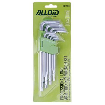 Набор ключей Torx Г-образных удлиненных Alloid Cr-V 9 шт. (НТ-0918)