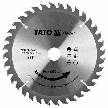 Диск пильный по дереву Yato 160x20x1,5 мм (YT-60577)