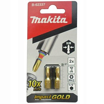 Бита ударная Phillips Makita Impact Gold Super Slim 1/4" PH2 2 шт (B-62337)