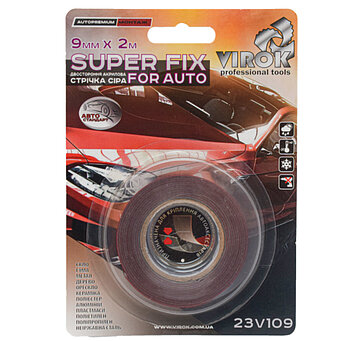 Скотч двухсторонний акриловый Virok Super Fix for Auto 9 мм х 2 м 1 шт. (23V109)