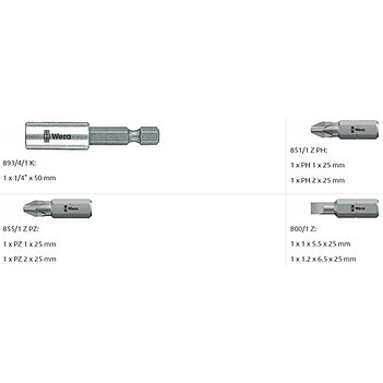 Набор бит WERA Bit-Check 7 Universal 1 1/4" 7 шт. (05056295001)