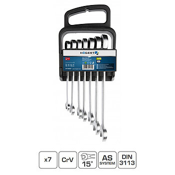 Набор ключей комбинированных с трещоткой Hoegert Cr-V 7ед. (HT1R397)