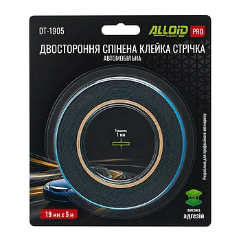 Скотч двосторонній автомобільний Alloid Pro 19мм х 5м 1 шт. (DT-1905)