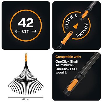 Грабли веерные для листьев Fiskars OneClick (1080675)