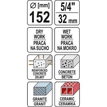 Коронка по бетону Yato М32 152 мм (YT-60378)