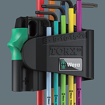 Набор ключей Torx Ball  Г-образных WERA 967 SPKL/9 BO Multicolour 9 шт. с отверстием и шаром с магнетизатором (05073599001)