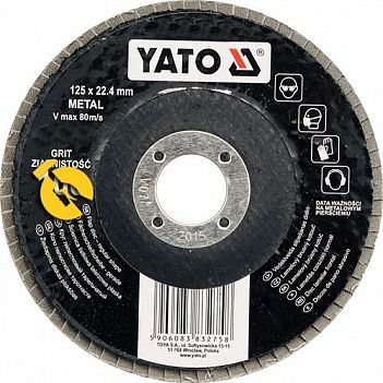 Круг лепестковый шлифовальный Yato 125ммхР80 (YT-83274)