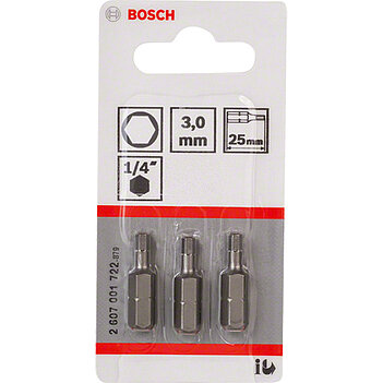 Бита Hex Bosch Extra Hard 1/4" 3,0 мм 3 шт. (2607001722)