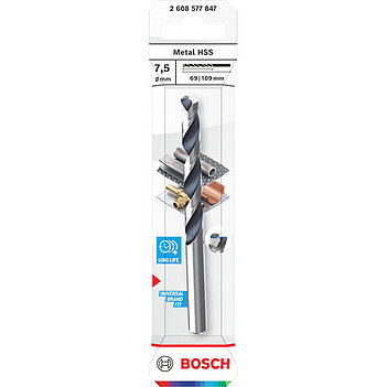 Сверло по металлу Bosch HSS 7,5х109 мм 1 шт. (2608577847)