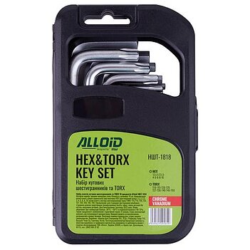 Набір ключів Torx, Hex Г-подібних Alloid Cr-V 18 шт. (НШТ-1818) Набір ключів Torx, Hex Г-подібних Alloid Cr-V 18 шт. (НШТ-1818)