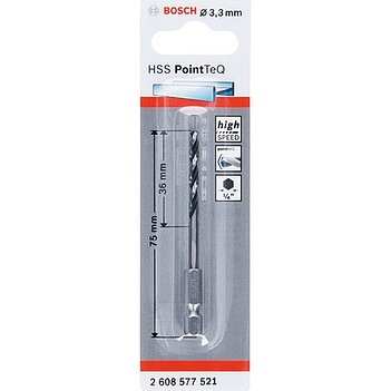 Свердло по металу Bosch PointTeQ HSS 3,3х75 мм 1 шт. (2608577521)