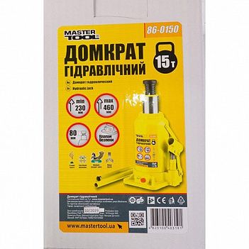 Домкрат гидравлический бутылочный MASTERTOOL 15 т (86-0150)