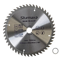 Диск пиляльний по дереву Sturmax 190x20/16 мм (9022M-190-20-48T)