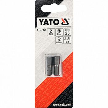 Біта Hex Yato 1/4" 8,0 мм 2 шт (YT-77924)