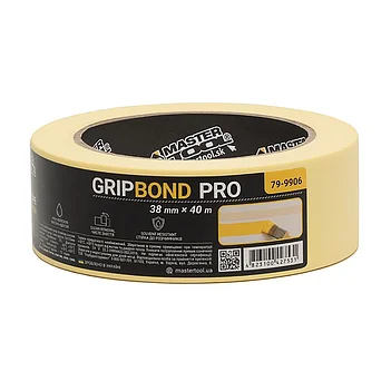 Стрічка малярна MASTERTOOL GripBond Pro 38 мм х 40 м жовта (79-9906)