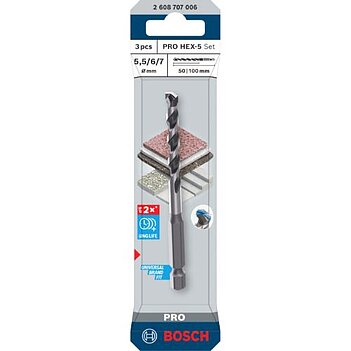 Набор сверл по бетону Bosch PRO HEX-5 Drill Bit Set 3 шт. (2608707006)