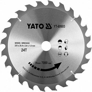 Диск пильный по дереву Yato 235x25,4x1,8мм (YT-60685)