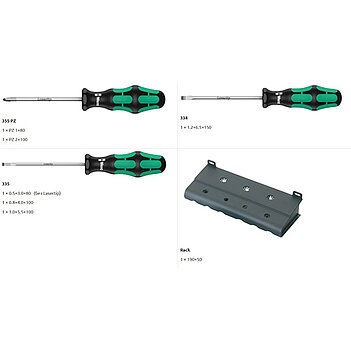 Набор отверток WERA Kraftform Plus Lasertip 334/355/6 Rack Pozidriv 6 шт. (05105656001)